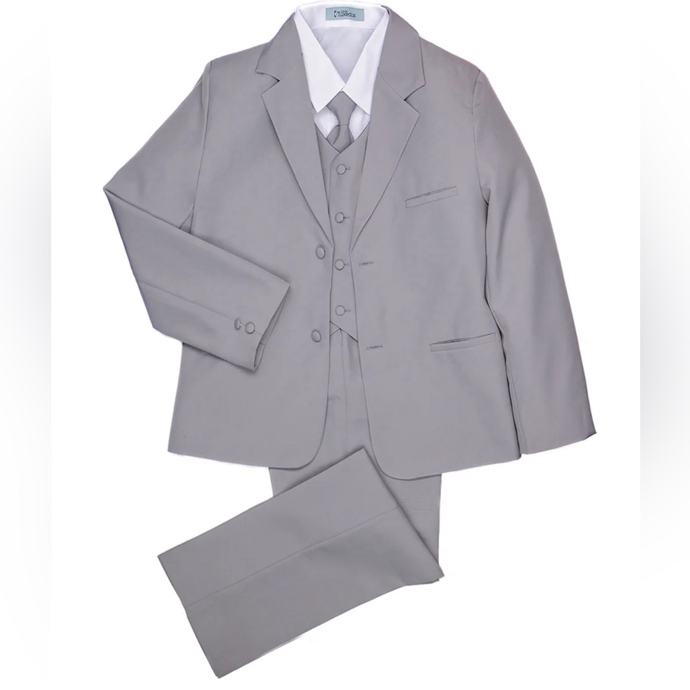 "Mason" Kids Light Grey Suit (5-Piece Set)